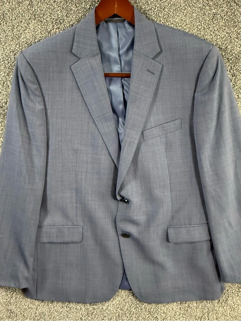 Lauren Ralph Lauren 44R Sport Coat Blazer Blue 100%‎ Wool Natural Stretch